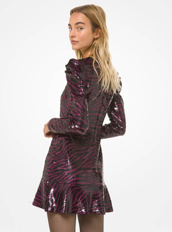Damske Saty Michael Kors Tiger Sequined Flounce Červené - Oblecenie Michael Kors Akcia | NRCBG-1943